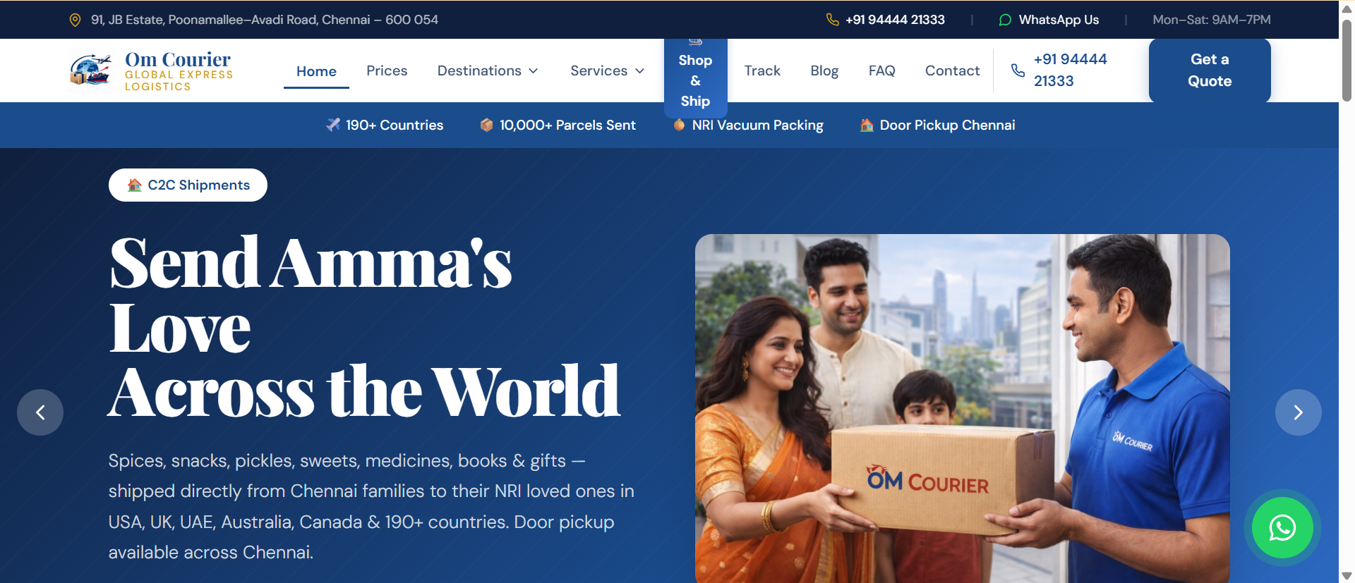 OmCourier website preview
