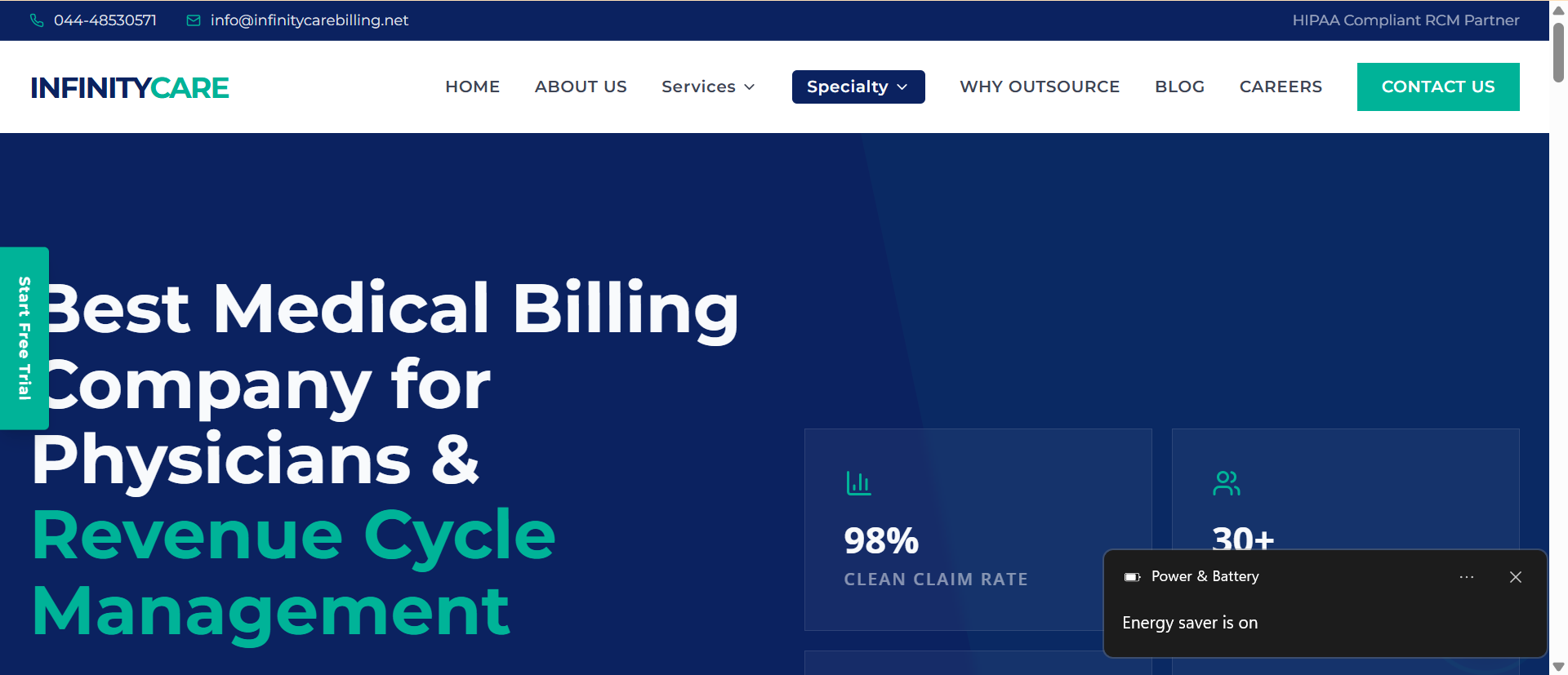 Infinity Care Billing website preview